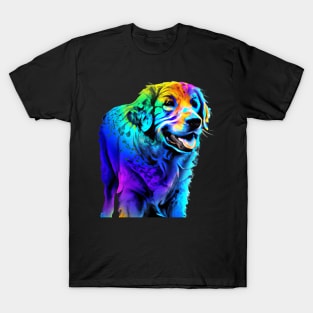 Golden Retriever Dog Rainbow Painting T-Shirt